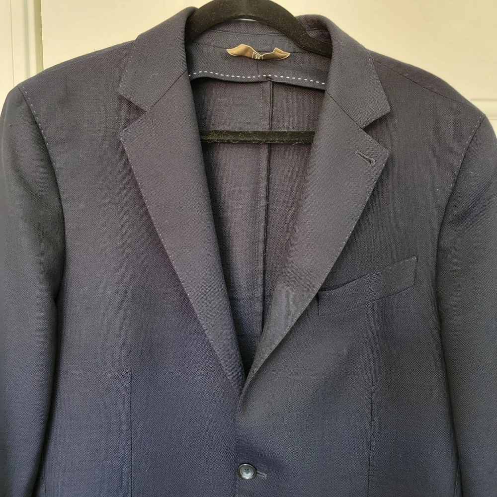 Bella Spalla Made In Italy Sport Coat Model Paolo Lunga Navy Size 52 Flaw